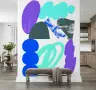 Abstract Organic Teal Aqua Violet Shapes Wallpaper 3