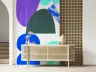 Abstract Organic Teal Aqua Violet Shapes Wallpaper 1