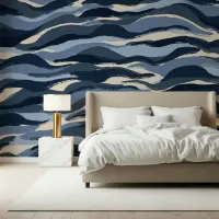 Abstract Wavy Bluescape Wall Mural