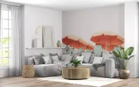 Serene Beach Umbrellas Coastal Wall Mural