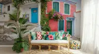 Vibrant Mediterranean Village Street Wall Mural