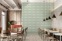 Sage Green Art Deco Scallop Wallpaper