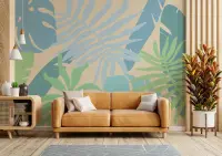 Pastel Tropical Leaf Botanical Wall Mural