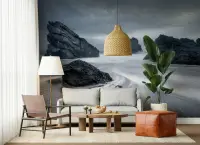 Dramatic Coastal Rocks and Flowing Water Wall Mural
