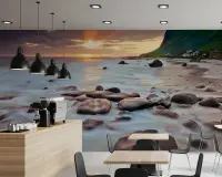 Dramatic Coastal Sunset Beach Wall Mural