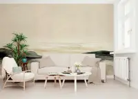 Ethereal Cream And Charcoal Abstract Seascape Wallpaper