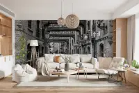 Monochrome European Street Wall Mural