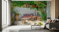 Lush Green Courtyard Patio Wall Mural