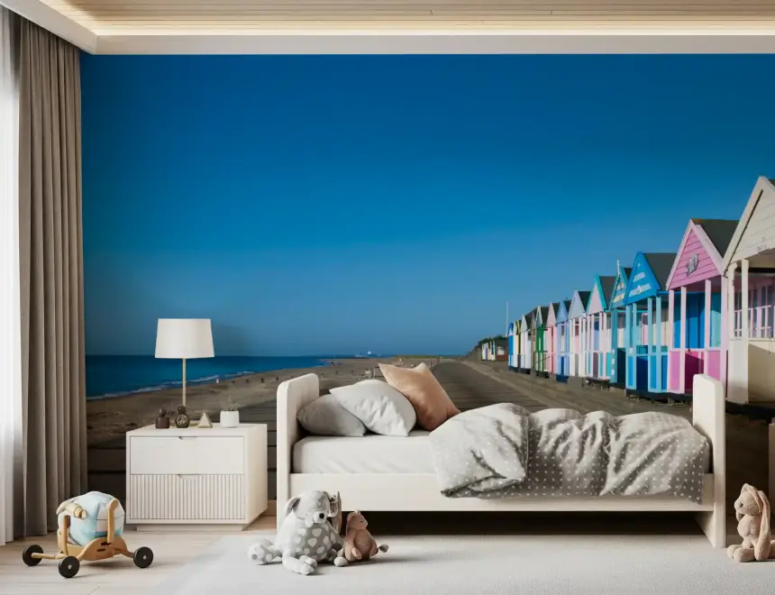 Colorful Beach Hut Serenity Wall Mural