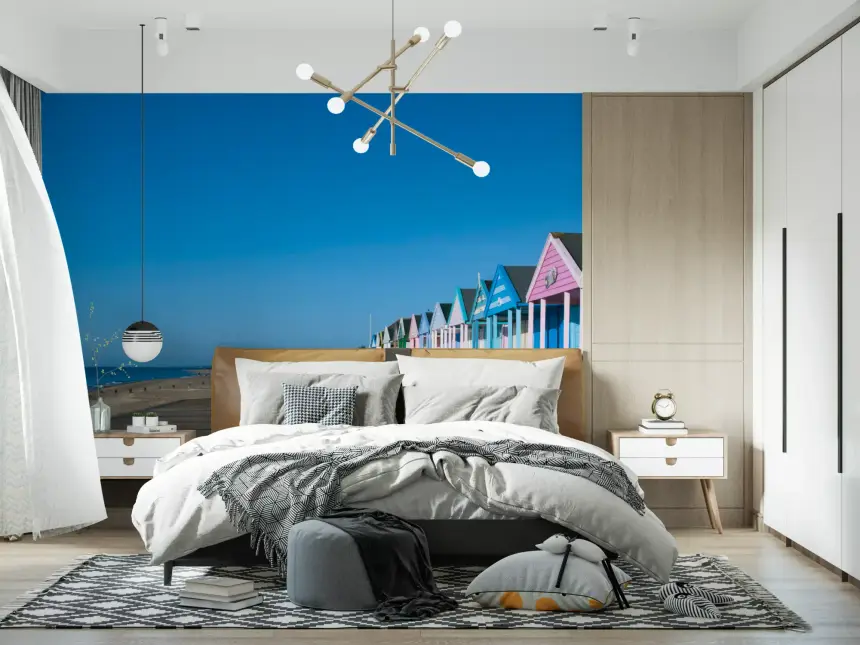 Colorful Beach Hut Serenity Wall Mural