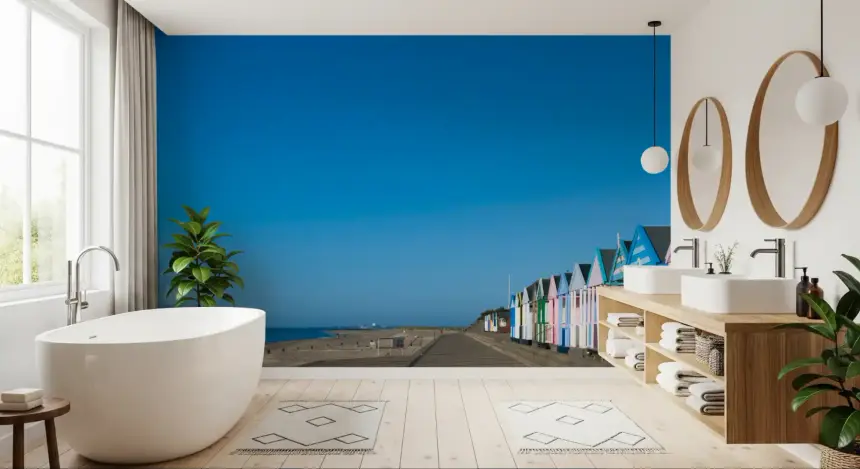 Colorful Beach Hut Serenity Wall Mural