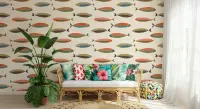 Playful Stylized Fish Pattern Wallpaper