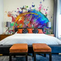 Vibrant Abstract Splatter Butterfly Wall Mural