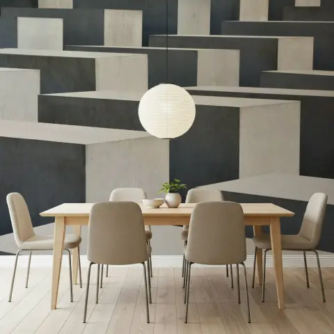Abstract Grey Concrete Blocks Geometric Wall Mural