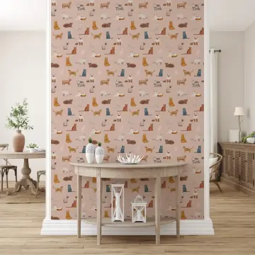 Whimsical Cats Pattern Kids Wallpaper