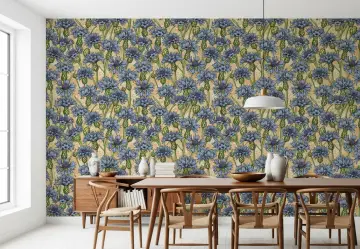 Vintage Cornflower Botanical Pattern Wallpaper