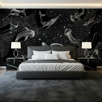 Deep Sea Creatures Starry Night Wall Mural