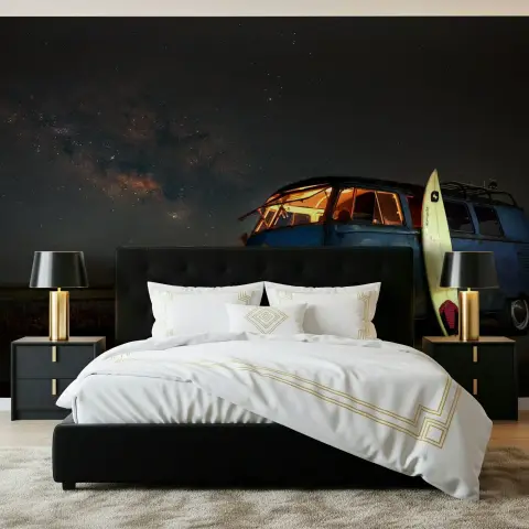 Cosmic Night VW Van Wall Mural