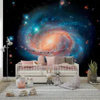 Vibrant Spiral Galaxy Starfield Wall Mural