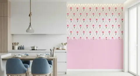 Playful Pink Floral Diamond Pattern Wallpaper