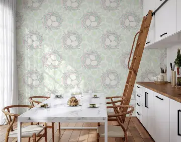 Whimsical Pastel Floral Nest Pattern Wallpaper