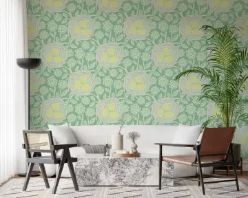 Spring Bird Nest and Floral Pattern Wallpaper