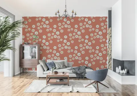 Modern Terracotta Abstract Circles Wallpaper