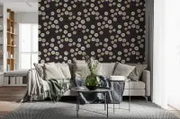 Charcoal Scattered Circles Modern Wallpaper