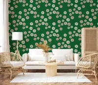 Vibrant Emerald Green Folk Dot Pattern Wallpaper