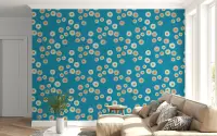 Playful Abstract Circles Teal Pattern Wallpaper