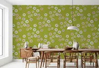 Playful Abstract Circles Pattern Wallpaper in Lime Green
