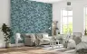 Elegant Botanical Vine Pattern Teal Wallpaper 2