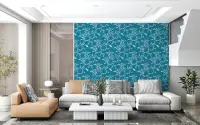 Modern Teal Botanical Leaf Vine Wallpaper