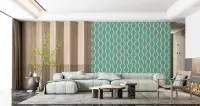 Contemporary Teal Wavy Stripe Pattern Wallpaper