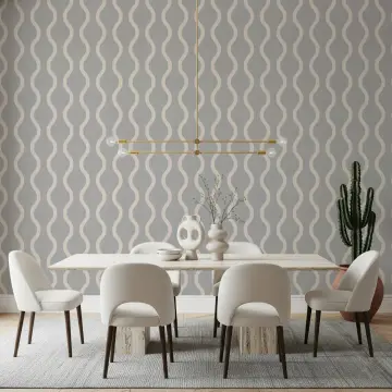 Grey Wavy Stripe Textured Wallpaper