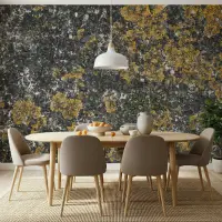 Organic Golden Lichen Stone Texture Wall Mural
