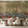 Graceful Cranes and Lotus Pond Wall Mural 3