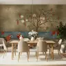 Graceful Cranes and Lotus Pond Wall Mural 1