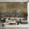 Graceful Cranes and Lotus Pond Wall Mural 5
