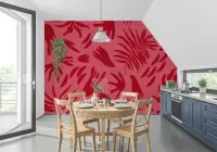 Crimson Abstract Botanical Wall Mural