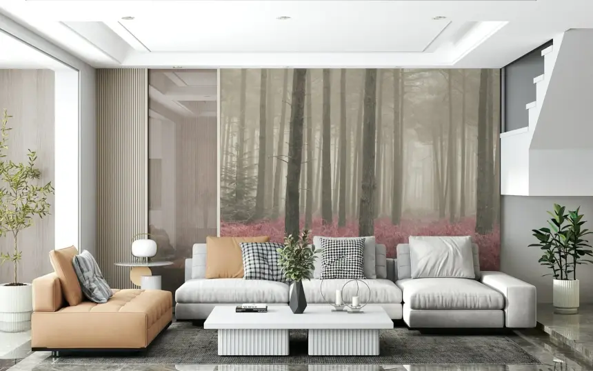 Crimson Whisper Woods Wall Mural