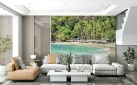 Lush Jungle Turquoise Ocean Palm Beach Wallpaper