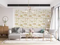 Elegant Golden Mushroom Botanical Sketch Wallpaper