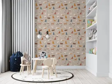 Adorable Illustrated Cats Pattern Wallpaper