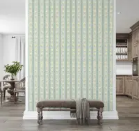 Pastel Yellow Floral Stripe Wallpaper