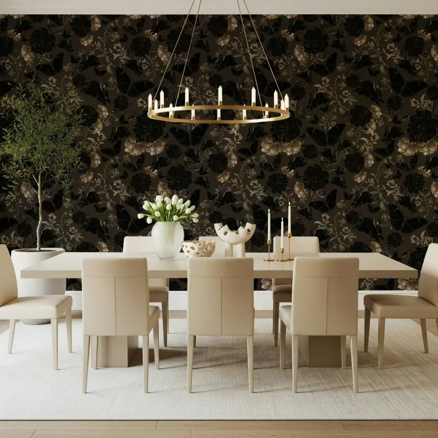 Dark Academia Nocturnal Garden Wall Mural