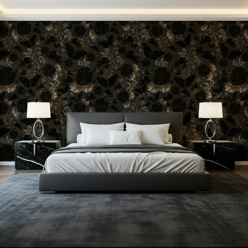 Dark Academia Nocturnal Garden Wall Mural