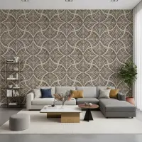 Textured Brown Art Deco Scale Wallpaper Mural