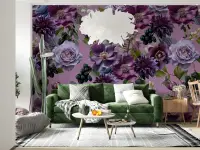 Opulent Plum and Lavender Floral Wall Mural