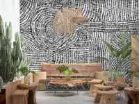 Monochrome Abstract Dash Pattern Wallpaper